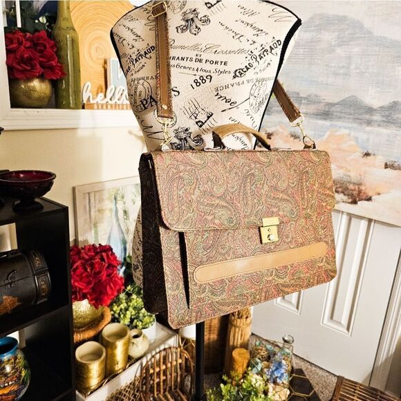VTG Made In Korea Evelope Style Paisley Print Portfolio Briefcase. - Picture 9 of 15